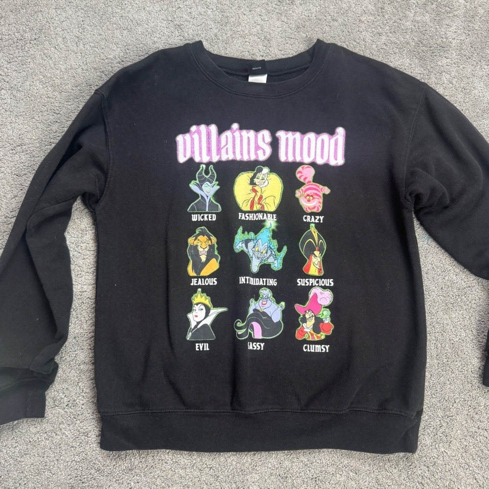 Disney Villains Mood Sweatshirt Women's Medium Black Crewneck Scar Maleficent